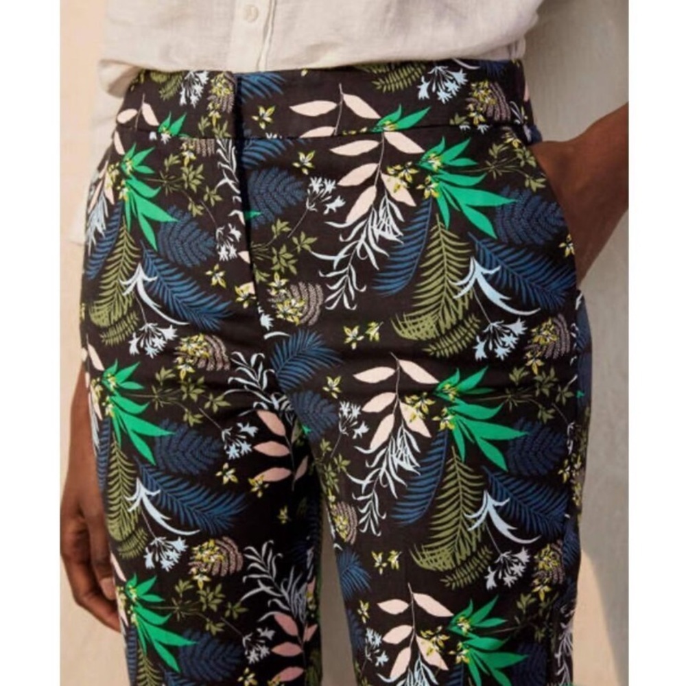 Boden NWT Richmond 7/8 trouser black safari print Leafy Floral Size 10R